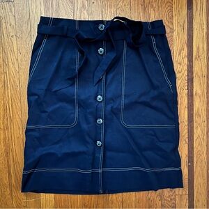 J. Crew navy skirt button up cotton 16 NWT